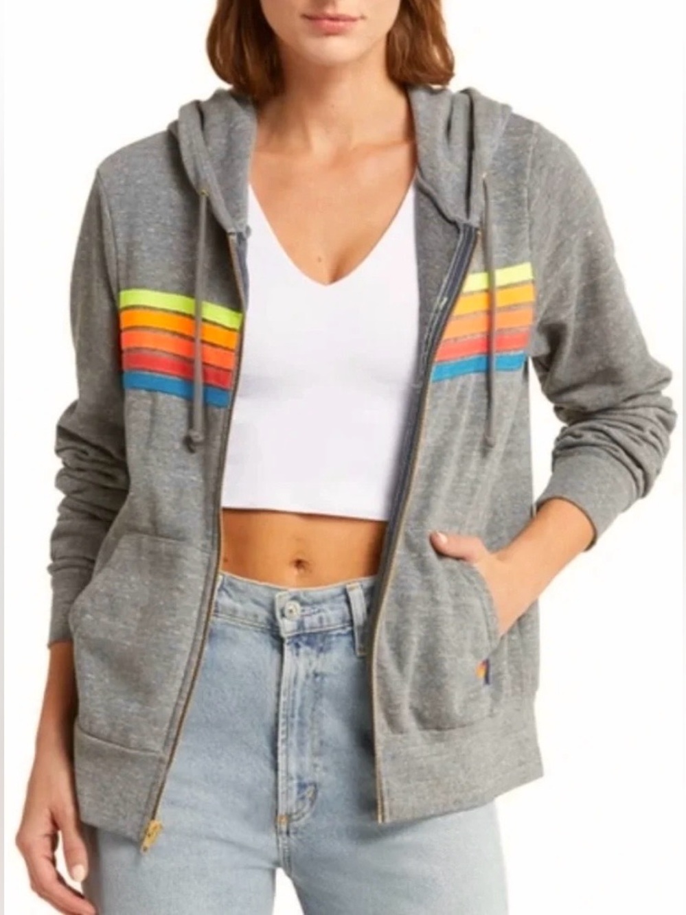 Aviator Nation 5 Stripe Zip Up Hoodie - Picture 11 of 12
